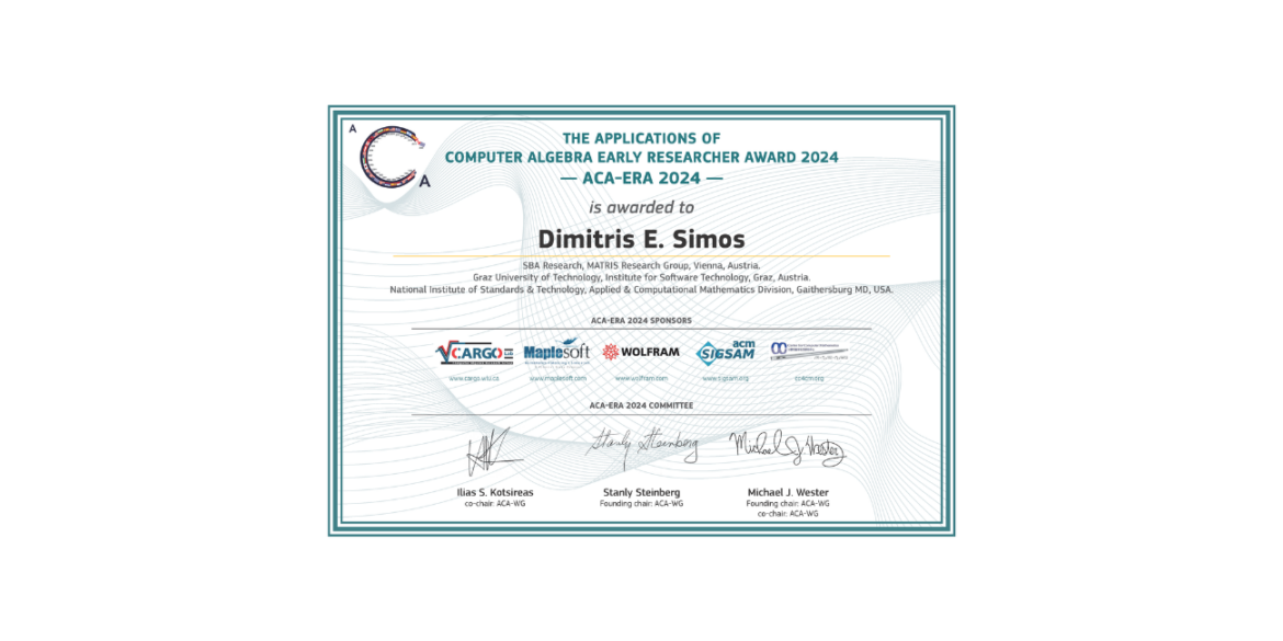 Dimitris Simos Receives the ACA-ERA Award