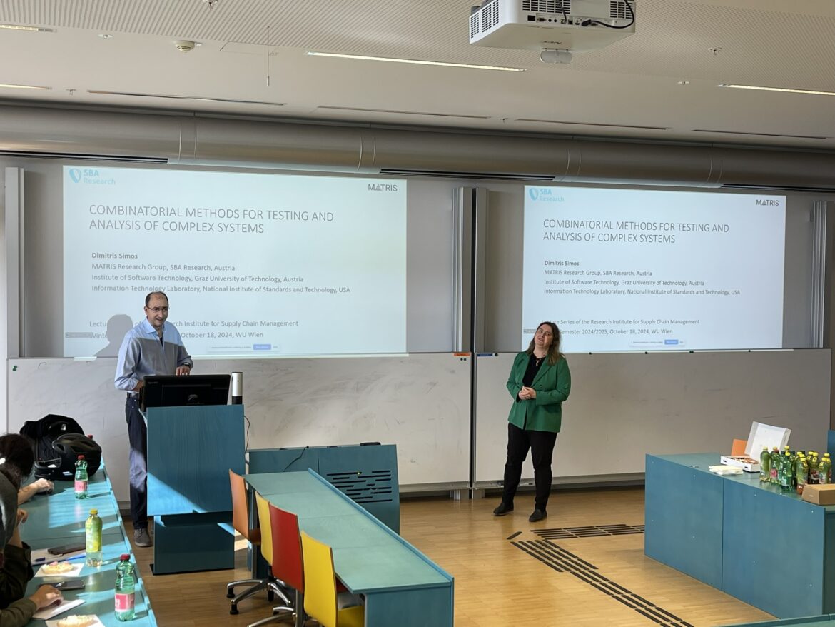 Invited talk “COMBINATORIAL METHODS FOR TESTING AND ANALYSIS OF COMPLEX SYSTEMS” given by Dimitris Simos in the Lecture Series of the Research Institute for Supply Chain Management @ WU